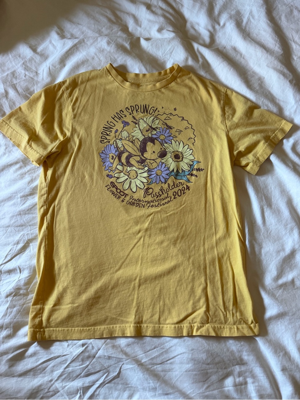 Yellow Disney Epcot Flower and Garden 2024 Passholder Shirt